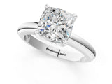 White gold Cushion Cut Diamond Solitaire Engagement Ring with Round Band and Four-Prong Setting_415