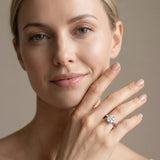 White gold Cushion Cut Diamond Solitaire Engagement Ring with Round Band and Four-Prong Setting_449