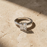 White gold Cushion Cut Diamond Solitaire Engagement Ring with Round Band and Four-Prong Setting_451