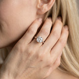 White gold Cushion Cut Diamond Solitaire Engagement Ring with Round Band and Four-Prong Setting_458