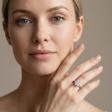 White gold Cushion Cut Diamond Solitaire Engagement Ring with Round Band and Four-Prong Setting_461
