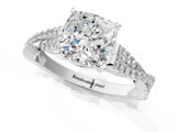 White gold Cushion Cut Diamond Solitaire Engagement Ring with Twisted Pavé Band and Four-Prong Setting_64