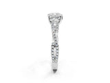 White gold Cushion Cut Diamond Solitaire Engagement Ring with Twisted Pavé Band and Four-Prong Setting_66