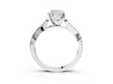 White gold Cushion Cut Diamond Solitaire Engagement Ring with Twisted Pavé Band and Four-Prong Setting_67