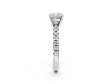 White gold Cushion Cut Diamond Solitaire Pavé Engagement Ring with Round Band and Prong Setting_15