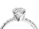 White gold Cushion Cut Diamond Solitaire Pavé Engagement Ring with Round Band and Prong Setting_17
