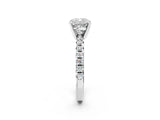 White gold Cushion Cut Diamond Solitaire Pavé Engagement Ring with Round Band and Prong Setting_51