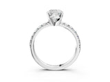 White gold Cushion Cut Diamond Solitaire Pavé Engagement Ring with Round Band and Prong Setting_52