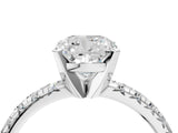 White gold Cushion Cut Diamond Solitaire Pavé Engagement Ring with Round Band and Prong Setting_53