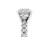 White gold Cushion Cut Diamond Solitaire Pavé Engagement Ring with Round Band and Prong Setting_54