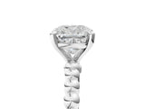 White gold Cushion Cut Diamond Solitaire Ring with Beaded Band and Prong Setting_313