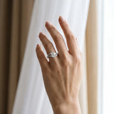 White gold Cushion Cut Diamond Solitaire Ring with Filigree Band and Four-Prong Setting_129