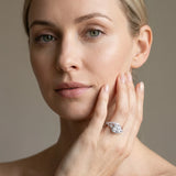 White gold Cushion Cut Diamond Solitaire Ring with Filigree Band and Four-Prong Setting_130