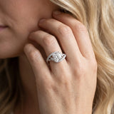 White gold Cushion Cut Diamond Solitaire Ring with Filigree Band and Four-Prong Setting_131