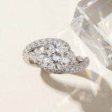 White gold Cushion Cut Diamond Solitaire Ring with Filigree Band and Four-Prong Setting_132