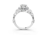 White gold Cushion Cut Diamond Solitaire Ring with Filigree Band and Four-Prong Setting_40