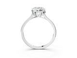 White gold Cushion Cut Diamond Solitaire Ring with Flower Prong Setting and Classic Band_307