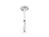 White gold Cushion Cut Diamond Solitaire Ring with Flower Prong Setting and Classic Band_308