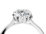 White gold Cushion Cut Diamond Solitaire Ring with Flower Prong Setting and Classic Band_310