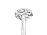 White gold Cushion Cut Diamond Solitaire Ring with Flower Prong Setting and Classic Band_311