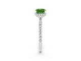 White gold Cushion Cut Diamond Solitaire Ring with Four-Prong Setting and Pavé Band_2
