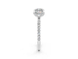 White gold Cushion Cut Diamond Solitaire Ring with Four-Prong Setting and Pavé Band_2