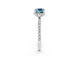 White gold Cushion Cut Diamond Solitaire Ring with Four-Prong Setting and Pavé Band_2