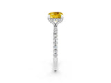 White gold Cushion Cut Diamond Solitaire Ring with Four-Prong Setting and Pavé Band_2