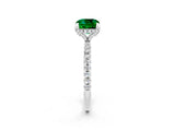 White gold Cushion Cut Diamond Solitaire Ring with Four-Prong Setting and Pavé Band_2
