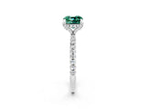 White gold Cushion Cut Diamond Solitaire Ring with Four-Prong Setting and Pavé Band_2