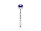 White gold Cushion Cut Diamond Solitaire Ring with Four-Prong Setting and Pavé Band_2