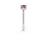 White gold Cushion Cut Diamond Solitaire Ring with Four-Prong Setting and Pavé Band_2