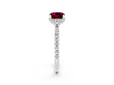 White gold Cushion Cut Diamond Solitaire Ring with Four-Prong Setting and Pavé Band_2