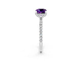 White gold Cushion Cut Diamond Solitaire Ring with Four-Prong Setting and Pavé Band_2