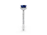 White gold Cushion Cut Diamond Solitaire Ring with Four-Prong Setting and Pavé Band_2