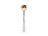 White gold Cushion Cut Diamond Solitaire Ring with Four-Prong Setting and Pavé Band_2