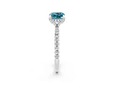 White gold Cushion Cut Diamond Solitaire Ring with Four-Prong Setting and Pavé Band_2