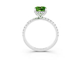 White gold Cushion Cut Diamond Solitaire Ring with Four-Prong Setting and Pavé Band_3