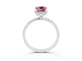 White gold Cushion Cut Diamond Solitaire Ring with Four-Prong Setting and Pavé Band_3