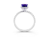 White gold Cushion Cut Diamond Solitaire Ring with Four-Prong Setting and Pavé Band_3