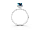 White gold Cushion Cut Diamond Solitaire Ring with Four-Prong Setting and Pavé Band_3