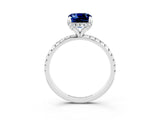 White gold Cushion Cut Diamond Solitaire Ring with Four-Prong Setting and Pavé Band_3