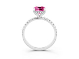 White gold Cushion Cut Diamond Solitaire Ring with Four-Prong Setting and Pavé Band_3