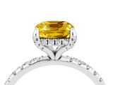 White gold Cushion Cut Diamond Solitaire Ring with Four-Prong Setting and Pavé Band_4
