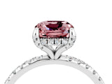 White gold Cushion Cut Diamond Solitaire Ring with Four-Prong Setting and Pavé Band_4