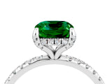 White gold Cushion Cut Diamond Solitaire Ring with Four-Prong Setting and Pavé Band_4