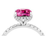 White gold Cushion Cut Diamond Solitaire Ring with Four-Prong Setting and Pavé Band_4