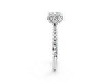White gold Cushion Cut Diamond Solitaire Ring with Four-Prong Setting and Pavé Band_5