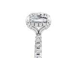 White gold Cushion Cut Diamond Solitaire Ring with Four-Prong Setting and Pavé Band_5