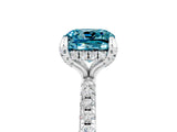 White gold Cushion Cut Diamond Solitaire Ring with Four-Prong Setting and Pavé Band_5